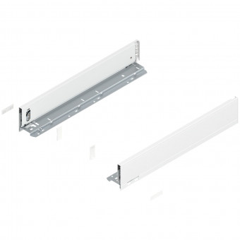 Blum Legrabox pure Zarge Höhe M NL 500 mm seidenweiß - Blum Legrabox Zarge, Höhe M
(90,3 mm), NL= 500 mm, links/rechts,
für Legrabox pure, 
seidenweiß matt, 770M5002S