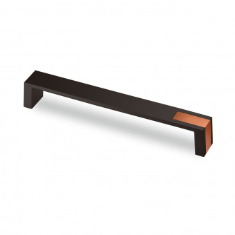 Möbelgriff Intra schwarz matt - Möbelgriff Intra, •–• 192, 
L 204 mm, B 25 mm, H 26 mm, 
Schwarz matt / Kupfer Optik gebürstet, 
9264088