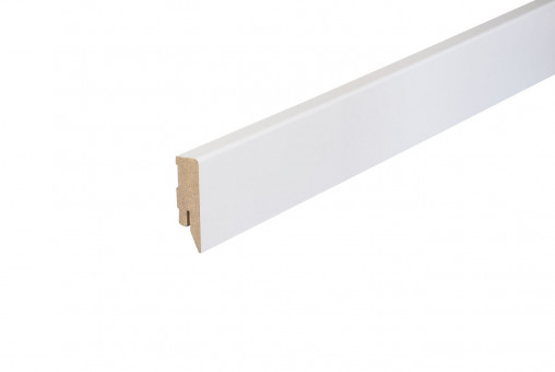 Sockelleiste foliert MDF - Sockelleiste foliert MDF 
Grundierfolie weiß RAL 9010 
Topline wasserfest verleimt