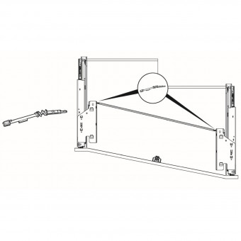 AvanTech YOU optionaler flexibler Adapter - Hettich AvanTech YOU 
optionaler flexibler Adapter für 
Synchronisation empfohlen für 
Korbusbreiten über 600mm 
Länge 2000 mm zum Einsatz 
bei tiefenversetzten Auszugsführungen 
(schrägen Fronten) 9262213
