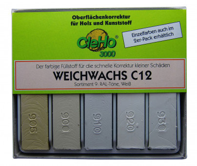 Cleho Weichwachs C12 S9 5er Serie RAL-Weisstöne 1225509 - Cleho Weichwachs C12 Sortiment 9 5er Serie RAL-Weisstöne 1225509
