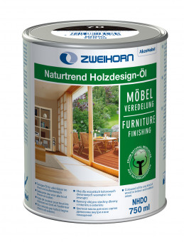 Zweihorn Naturtrend Holzdesign-Öl NHDO/10 - Zweihorn Naturtrend Holzdesign-Öl naturweiß NHDO/10, 
pigmentiertes, tief eindringendes, lösemittelhaltiges Öl zur farblichen Gestaltung, im Innen- und Außenbereich, 0,75 Liter