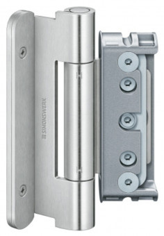 Simonswerk Haustürband Baka Protect 4010 3D MSTS Edelst. - Simonswerk Baka Protect 4010 3D MSTS Haustürband
Edelstahl matt gebürstet mit Stiftsicherung Satz mit 3 Stück
3D Verstellung ( Seite +/-3mm, Höhe +/-3mm, Andruck +/-3mm ) 
innenliegender Stift , wartungsfreie Gleitlagertechnik,
Rollenlänge 140mm, Rollendu