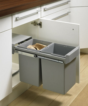 Bin.it Duo II - 300 - Bin.it Duo II - 300 
für Schrankbreite 300 mm, 2 x 15 Liter 
Kunststoff grau  9132343