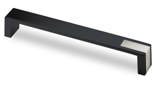 Möbelgriff Intra schwarz matt - Möbelgriff Intra 
schwarz matt / Edelstahl Optik gebürstet 
Bohrabstand 192 mm  
9207481