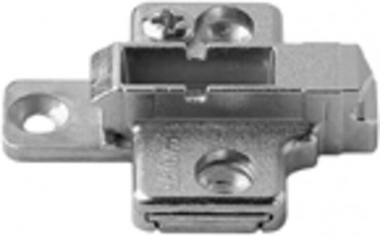 Blum Clip Kreuzmontageplatte Distanz 3 mm vernickelt - Blum Clip Montageplatte, kreuz, 3 mm, 
Zink, Schrauben, HV: 2-teilig, vernickelt, 
175H7130