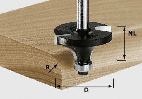Festool Abrundfräser D19,1mm/NL10mm/GL50mm/R3mm/S8mm 491010 - Festool Abrundfräser HW S8 D19,1 / R3 KL D19,1mm / NL10mm / GL50mm / R3mm / S8mm mit dem kleinen 9,5 mm Kugellager(im Lieferumfang) kann der Fräser als Stabfräser umgebaut werden, 491010