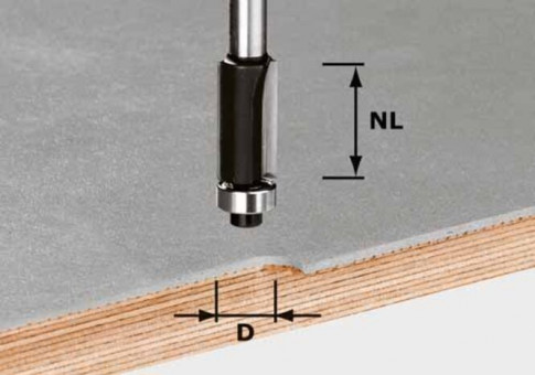 Festool Bündigfräser D12,7mm/NL25mm/GL65mm/a0G/S8mm 491027 - Festool Bündigfräser HW S8 
D12,7 / NL25 D12,7mm / NL25mm / GL65mm / 
a0G / S8mm mit Kugellager unten, 
491027