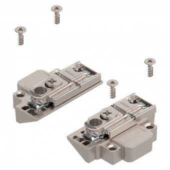 Blum Clip Montageplatte gerade Distanz 0 mm vernickelt - Blum Clip Montageplatte, gerade
(31 mm), 0 mm, Zink, Schrauben, HV: Exzenter, 
links/rechts, für schmale Alurahmen, vernickelt  
175H5B00 | 2