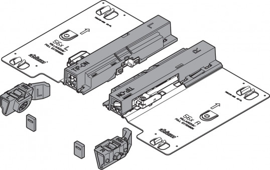 Blum Tip-on Einheit Tandem 560H plus - Blum Tip-On Set für Tandem plus 
Vollauszug 56xH/F, links/rechts, 
schwarz, T55.7150S | 2