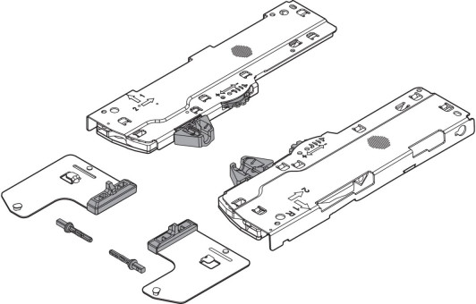 Blum Tip-on Blumotion Einheit Typ S0, NL 270-300 mm - Blum Tip-On Blumotion Set
(Einheit + Mitnehmer + Adapter) für 
Legrabox/Movento, Typ S0, 
NL=270-349 mm, Gesamtgewicht des 
Auszugs=0-10 kg, links/rechts, 
weiß, T60L7040 | 2