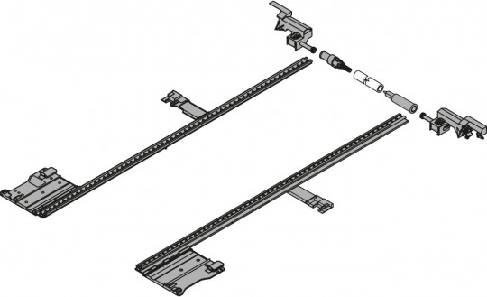 Blum Movento Seitenstabilisierungs-Set NL 600 mm - Blum Movento Seitenstabilisierung,
NL=600 mm, KB=1400 mm, 
Vollauszug, zum Ablängen, 
R7037 staubgrau, ZS7M600MU | 2