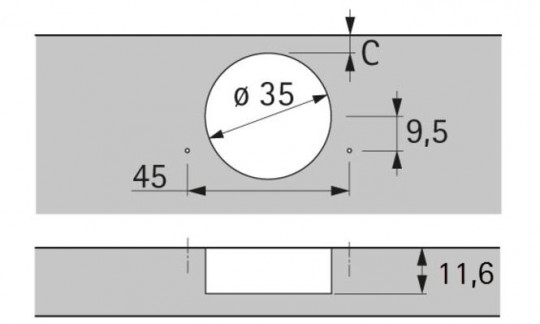 Sensys Weitwinkelscharnier 165° mit integrierter Dämpfung  TB52 zum Aufschrauben - <p>TB52 zum Anschrauben</p>
 | 2