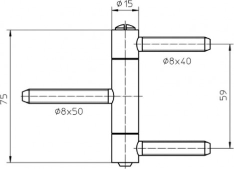 Simonswerk Einbohrband Baka C1-15 WF 3-teilig topzink - Simonswerk Einbohrband Baka C1-15 WF 
Ø 15 mm / 3-teilig wartungsfrei / topzink
Rollenlänge 75mm / Stiftdurchmesser Ø 8mm
Belastbarkeit 60kg bei 2 Bänder je Flügel
5 080623 0 11007 | 2