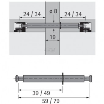 Doppeldübel - Doppeldübel DU868 chromatiert 
Ø 8 mm  Spannmaß 46/30  0079602 | 2