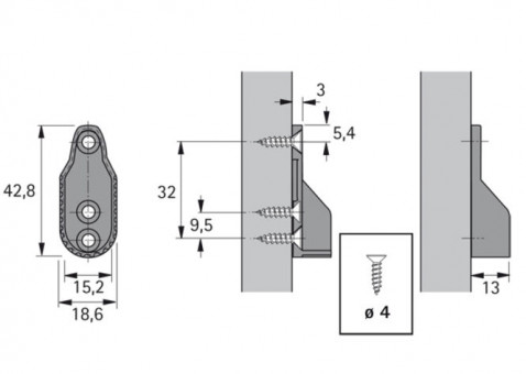 Schrankrohrlager 30x15 mm - Schrankrohrlager 30x15mm 
zum Anschrauben, System 32, Stahl lackiert weiß     9079718 | 2