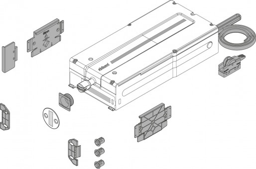 Blum SERVO-DRIVE flex Antriebseinheit - Blum SERVO-DRIVE flex Antriebseinheit
für Kühl-, Gefrier- und Geschirrspülgeräte
 mit Montagezubehör, Z10C500A | 2