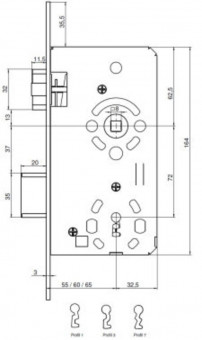 SSF Objektschlösser Kl.3 Dorn 65 Stulp 20mm rund ER - Geräuschdämpfung - <p>Edelstahl Geräuschdämpfung</p>
 | 2