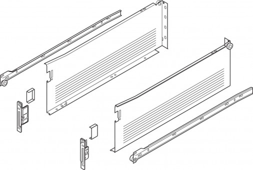 Blum Metabox Teilauszug Steckversion - Blum Metabox Teilauszug 450 mm
C15 Zargenhöhe 150 mm, 
RAL9001 Steckversion, 320H4500C15 | 3