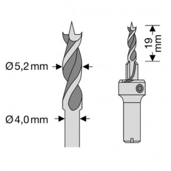 Spax drill 5,2 Bohrer - Spax drill 5,2 Bohrer, 
für Holzdielen auf Aluminium, mit Schaft-Ø4,0 mm und 
Spindel-Ø5,2 mm, Spindellänge 19 mm | 3