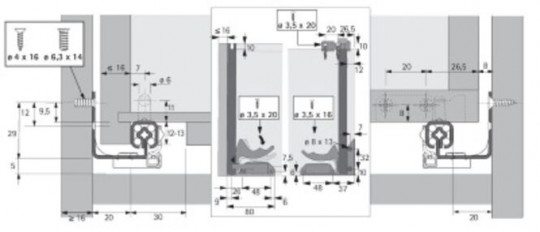 Quadro 25/500 Silent System - Teilauszug Quadro 25 mit Silent System 
Belastbarkeit 25 kg, Nennlänge 500 mm  
9135941 | 3